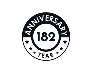 182 years anniversary badge vector design