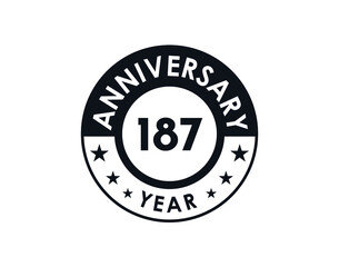 187 years anniversary badge vector design