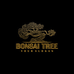 bonsai logo with line art design for reference your business