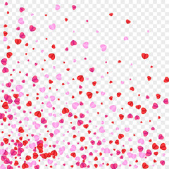 Pink Heart Background Transparent Vector. Party Illustration Confetti. Tender Cute Backdrop. Fond Heart Blank Texture. Violet Shape Frame.