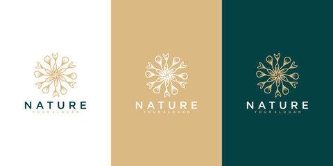 Luxury feminine flower logo abstract linear style