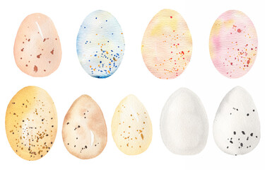 Watercolor Easter Egg Clipart, Bird eggs Wall Art, Spring Festive Graphics Poster, Chicken egg clip art PNG, Scrapbook, Religious print