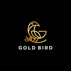 gold bird,logo initial, creative logo for reference your business