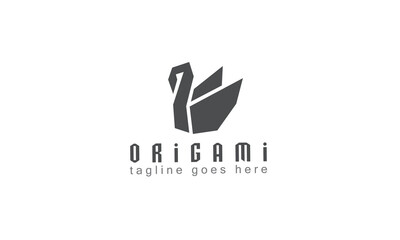 Abstract origami swan monogram logo design template