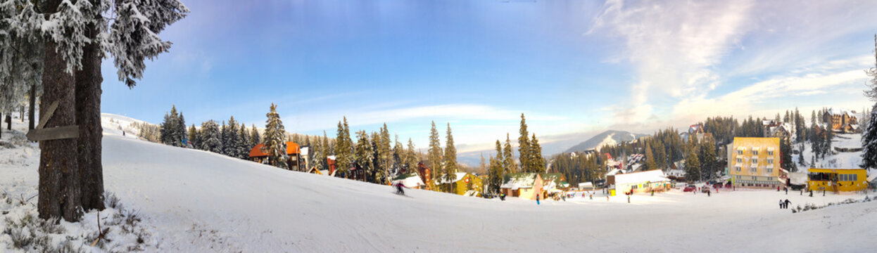 panoramic view of dragobrat village ski resort