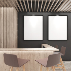 Mock up frame in pantry area ,Interior modern style,Mockup poster,3d rendering,3d illustration