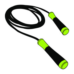 Jump Rope. Gym. Equipment. Fitness routine. Active lifestyle. Hand drawn illustration. Colorful icon isolated on white background. Vector EPS10