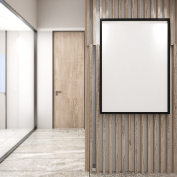 Mock up frame in coridor area ,Interior modern style,Mockup poster,3d rendering,3d illustration
