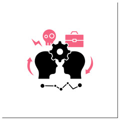 Conflict management glyph icon.Conflict between two persons.Successfully handles,resolves issues sensibly and fairly. Misunderstanding concept.Filled flat sign. Isolated silhouette vector illustration