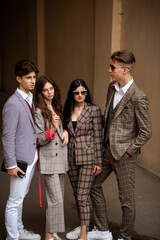Groupe of young stylish students outdoor