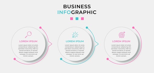 Vector Infographic design business template with icons and 3 options or steps. Can be used for process diagram, presentations, workflow layout, banner, flow chart, info graph
