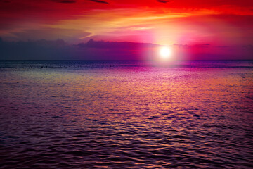 Sunset on the beach of caribbean sea.Summer background.