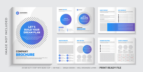 Company brochure template layout design, Minimalist Multi pages brochure design template, Minimal business brochure template with simple style