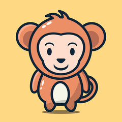vector illustration of cute monkey cartoon