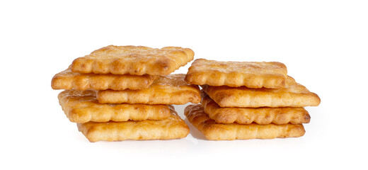 Cracker close-up isolated on white background