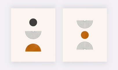 Modern mid century wall art prints with geometric shapes

