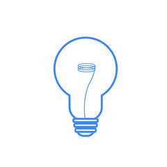 Light bulb blue outline icon. For application and website design.