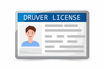 Flat man driver license plastic card template, id card vector illustration