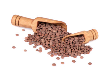 Obraz premium Dry Organic Brown Lentils against on white background