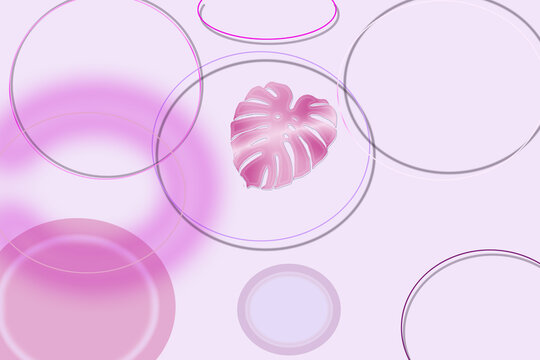 The background is white with pink circles. Illustration.