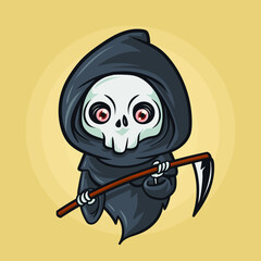 cartoon style grim reaper with schyte