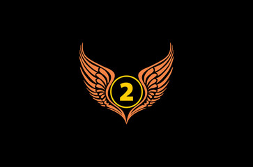 winged number 02 vector logo concept