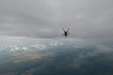 Skydiving. A freefly jump in headdown position.