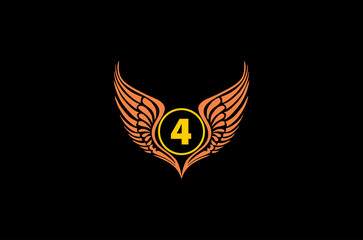 winged number 04 vector logo concept