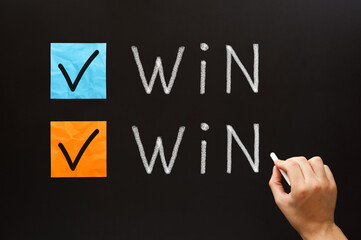 Win-Win Situation Business Concept On Blackboard