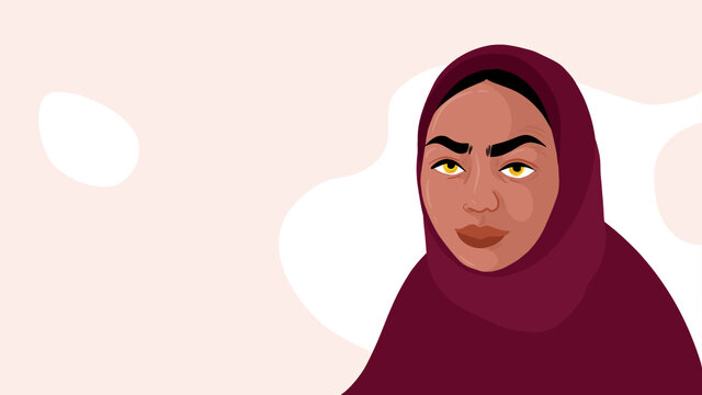 Vector beauty Illustration. For feminist beauty brands. Diversity and feminism. Hiqab.