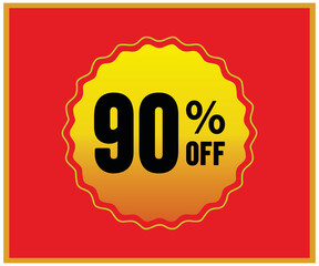Vector 90 in yellow, red and gold outline. For graphic desngner advertisement and advertising of promotions and offers.