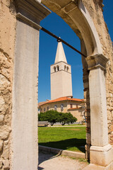 Fototapeta na wymiar The UNESCO listed Euphrasian Basilica in the historic medieval coastal town of Porec in Istria, Croatia 