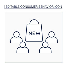 Early majority line icon. Diffusion of new goods among customers. Consumer behavior concept. Isolated vector illustration. Editable stroke