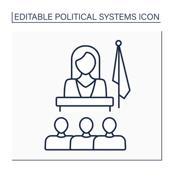 Matriarchate line icon. Social organization form. Female government, society, family head. Female domination. Political system concept.Isolated vector illustration.Editable stroke