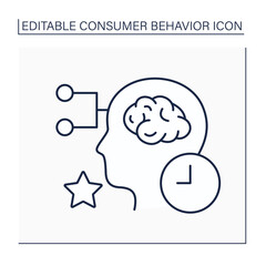 Limited decision-making line icon.Decisions about purchases. Thinking about buying expensive products. Consumer behavior concept. Isolated vector illustration. Editable stroke