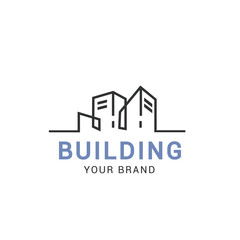 Fototapeta premium Building - vector logo. Real estate sign. Cityscape graphic concept illustration. Design element on the white background. vector