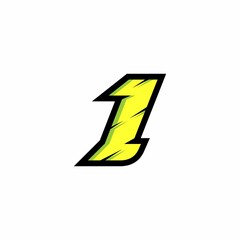 Racing number 1 logo with a white background