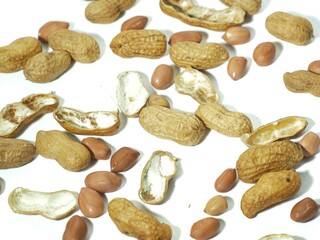 roasted peanuts for eating in white background