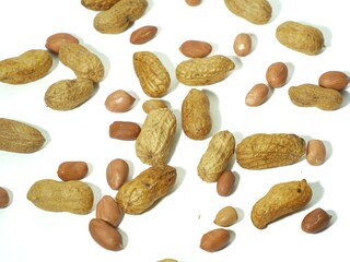 roasted peanuts for eating in white background