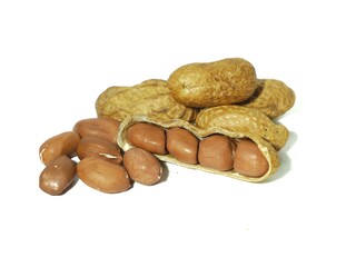 roasted peanuts for eating in white background