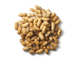 roasted peanuts for eating in white background