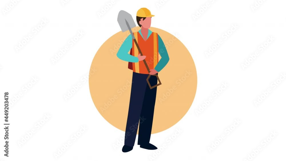 Poster builder ocupation worker character animation