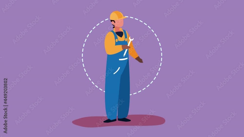 Poster constructor ocupation worker character animation