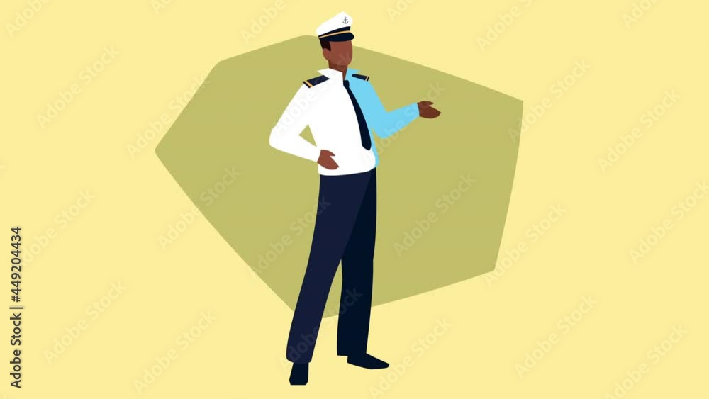 Poster pilot ocupation worker character animation