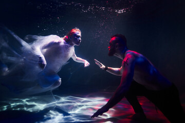 an underwater nymph and an old viking