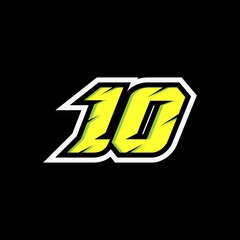 Racing number 10 logo on black background