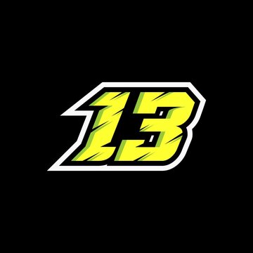 Racing number 13 logo on black background