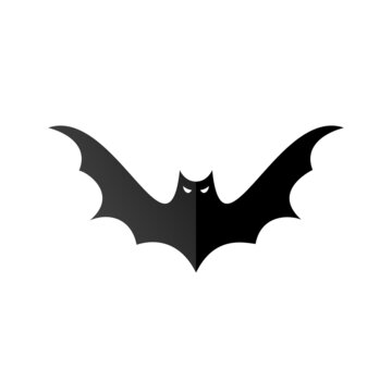 Halloween black bats fly silhouette isolated on white background. Vector illustration.