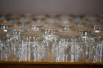 Empty drink glass in restaurant.