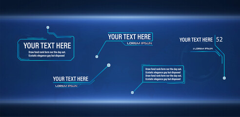 Futuristic style leader callout HUD. Modern digital templates applicable for frame layout. Information calls and arrows. Futuristic hud frame red and blue png. 